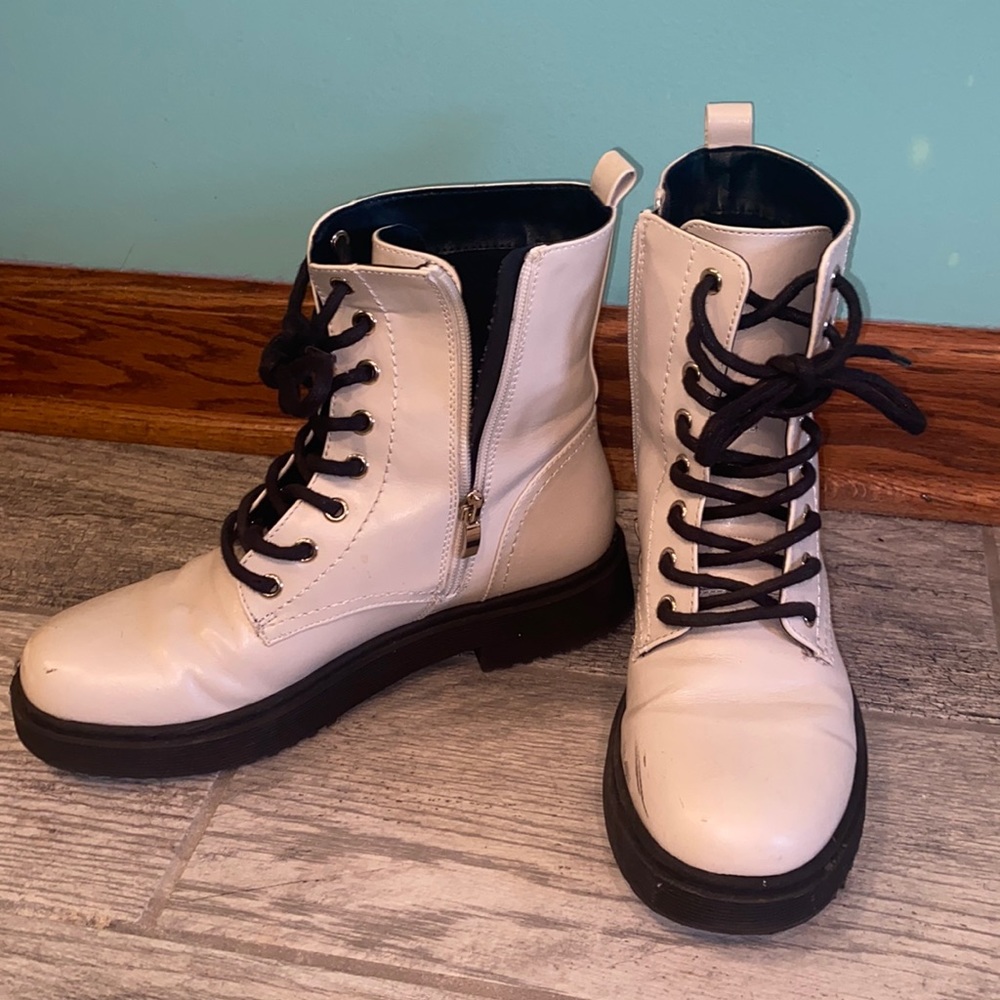 White combat boots
